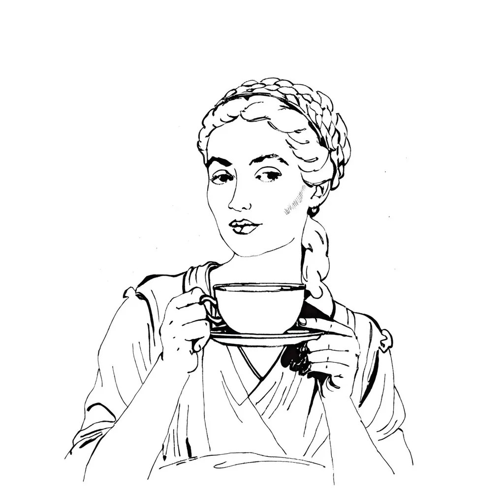 woman with tea styled